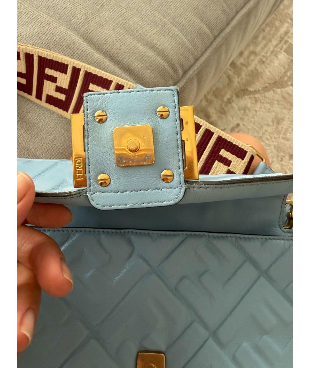 FENDI Голубая кожаная сумка через плечо, фото 8