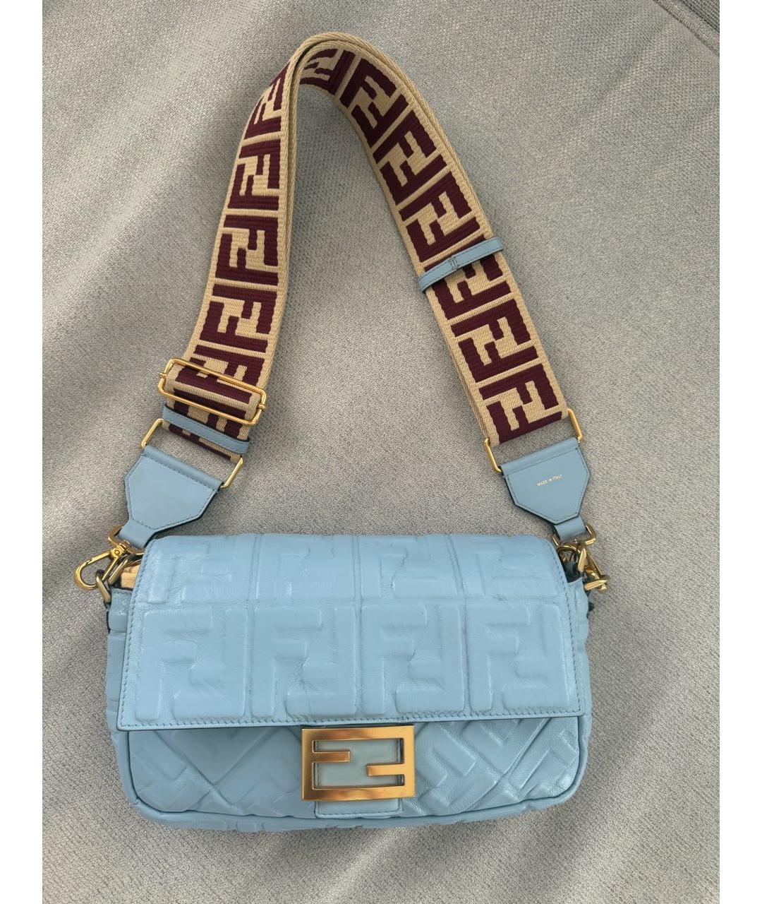 FENDI Голубая кожаная сумка через плечо, фото 2