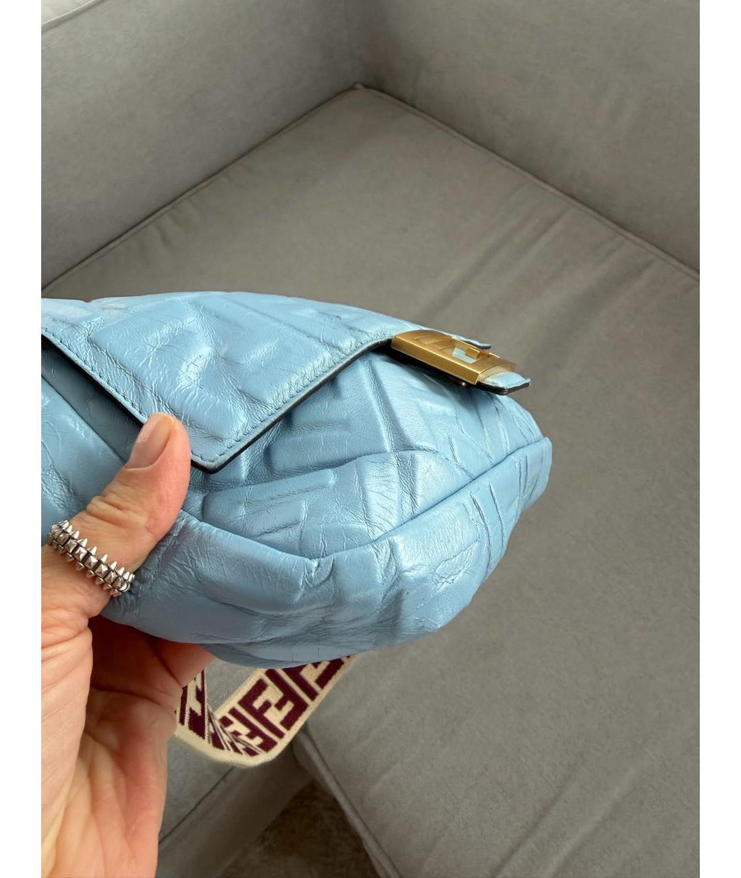 FENDI Голубая кожаная сумка через плечо, фото 3