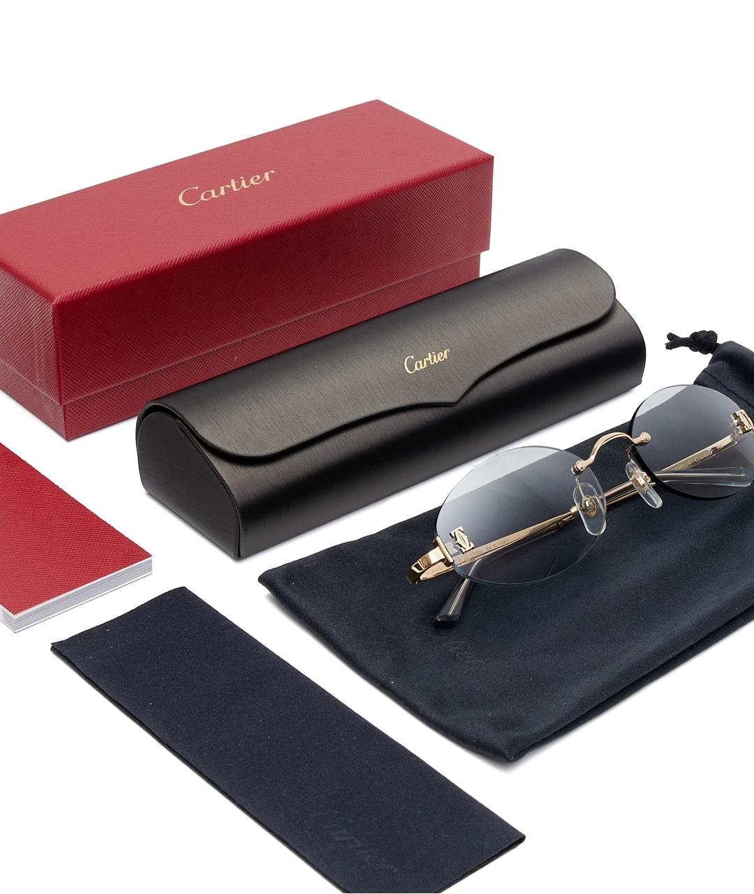 CARTIER Голубые металлические солнцезащитные очки, фото 3