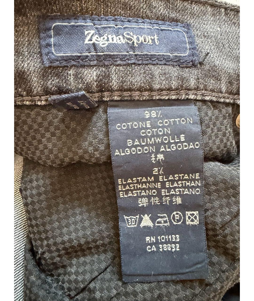 ZEGNA Антрацитовые хлопко-эластановые прямые джинсы, фото 4