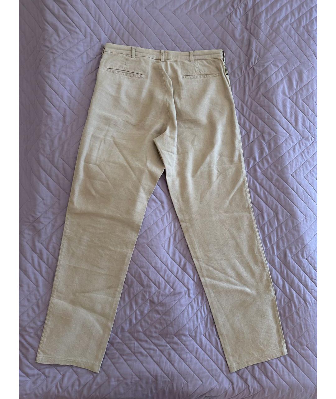 ARMANI JEANS Бежевые льняные повседневные брюки, фото 2