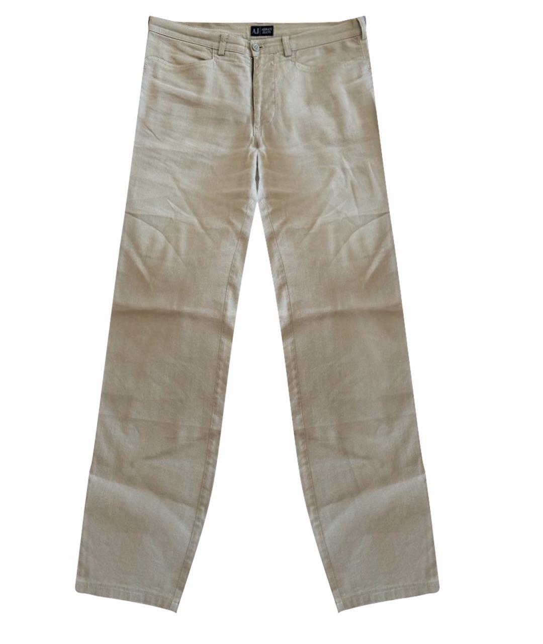 ARMANI JEANS Бежевые льняные повседневные брюки, фото 1