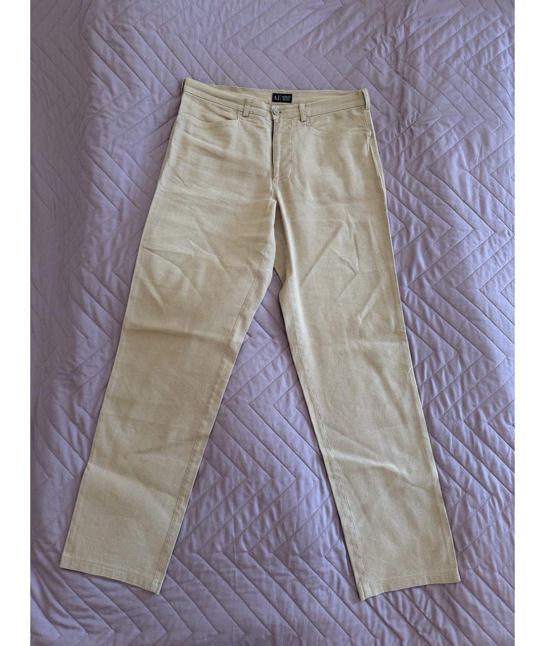 ARMANI JEANS Бежевые льняные повседневные брюки, фото 5
