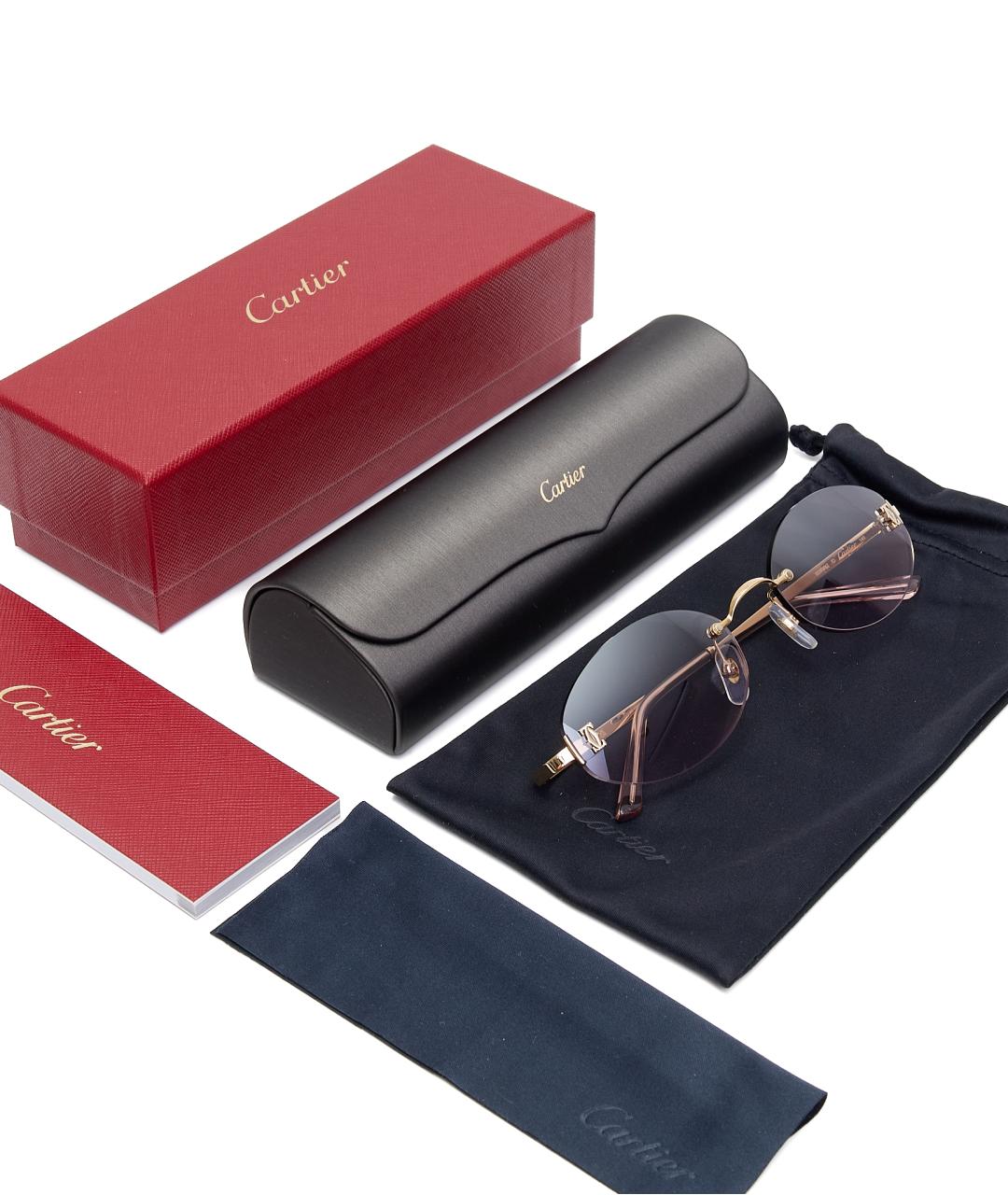 CARTIER Фиолетовые металлические солнцезащитные очки, фото 5