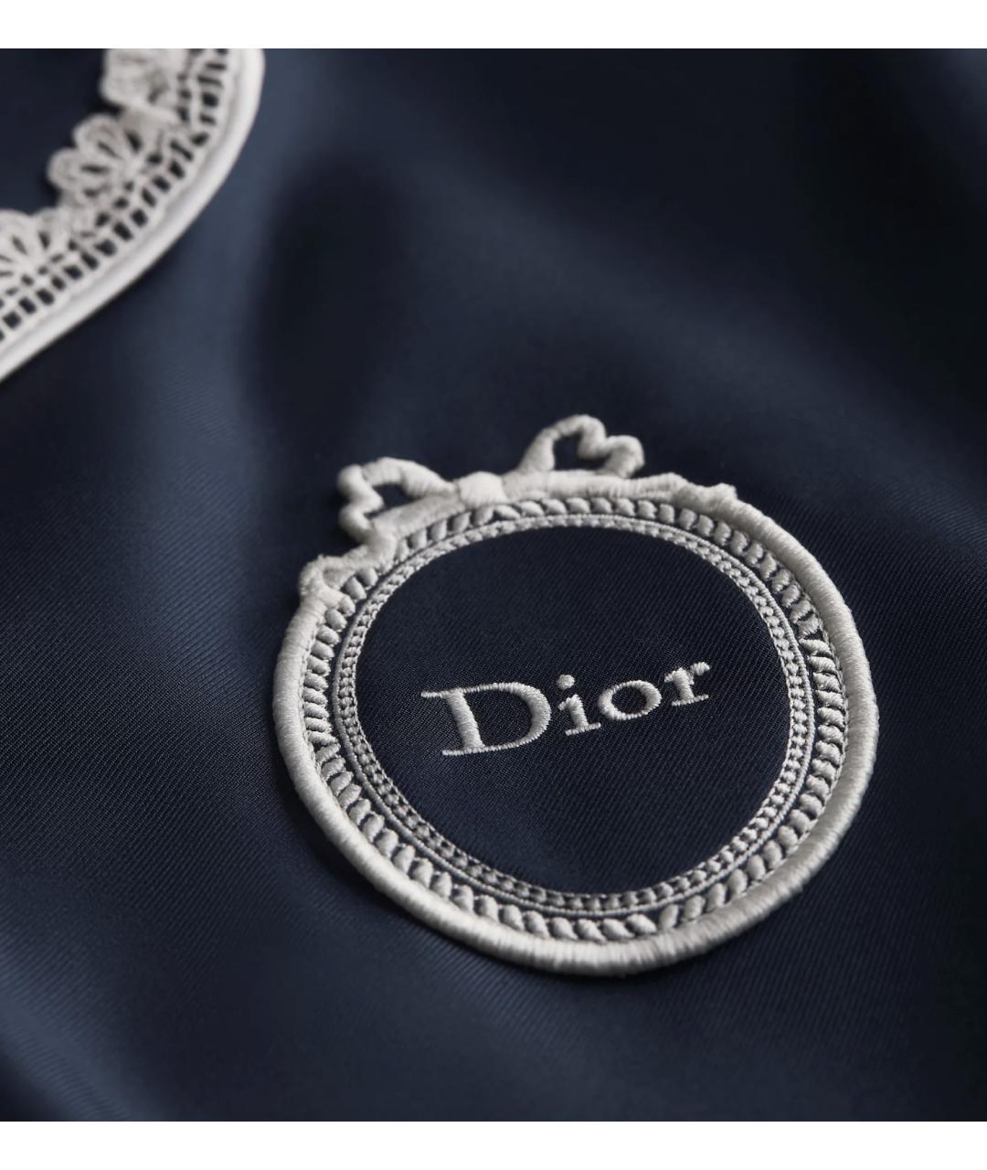 CHRISTIAN DIOR Темно-синее шелковое повседневное платье, фото 3