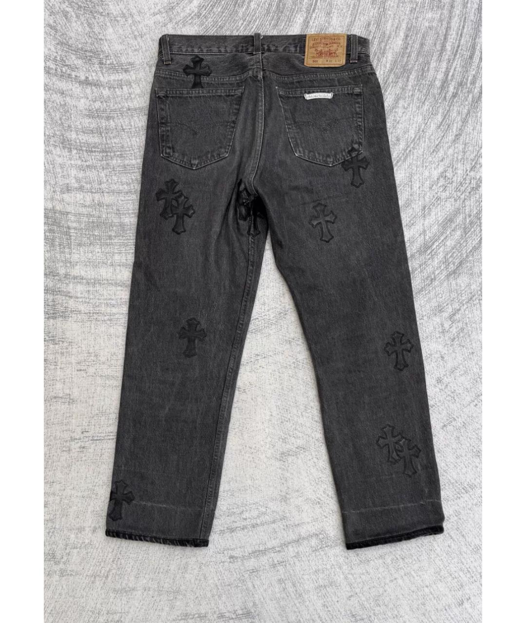 CHROME HEARTS Черные хлопковые прямые джинсы, фото 2