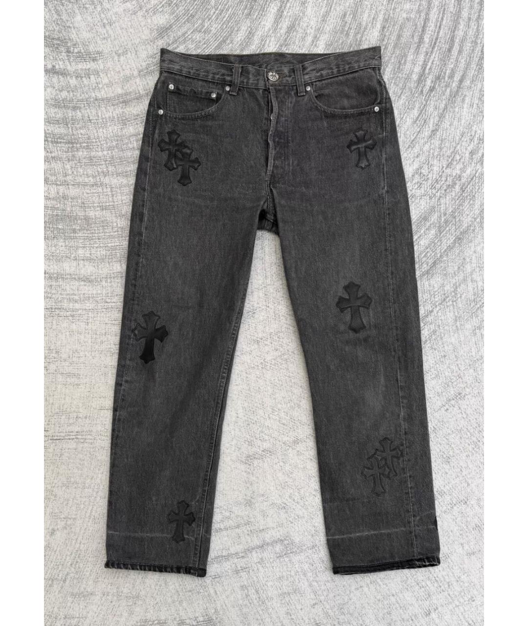 CHROME HEARTS Черные хлопковые прямые джинсы, фото 6
