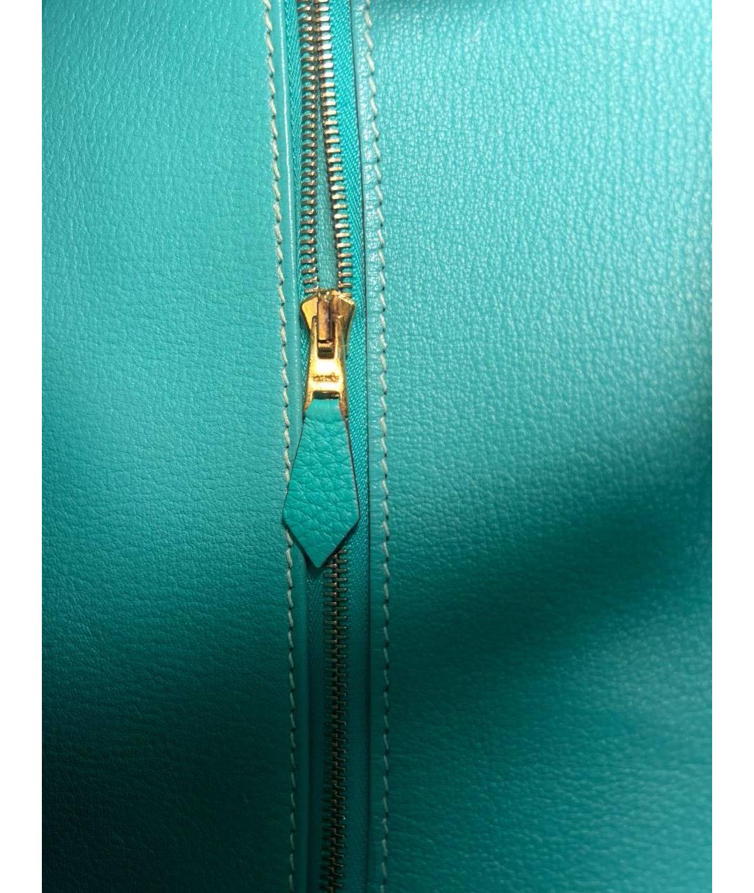 HERMES Бирюзовая кожаная сумка с короткими ручками, фото 8