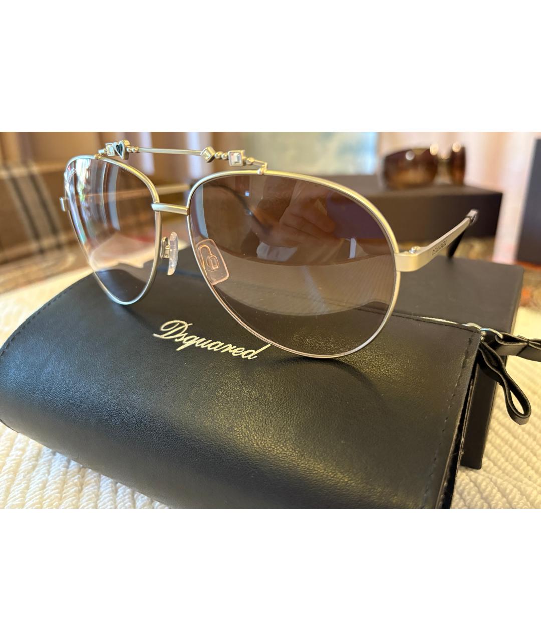 DSQUARED2 Серебряные металлические солнцезащитные очки, фото 3