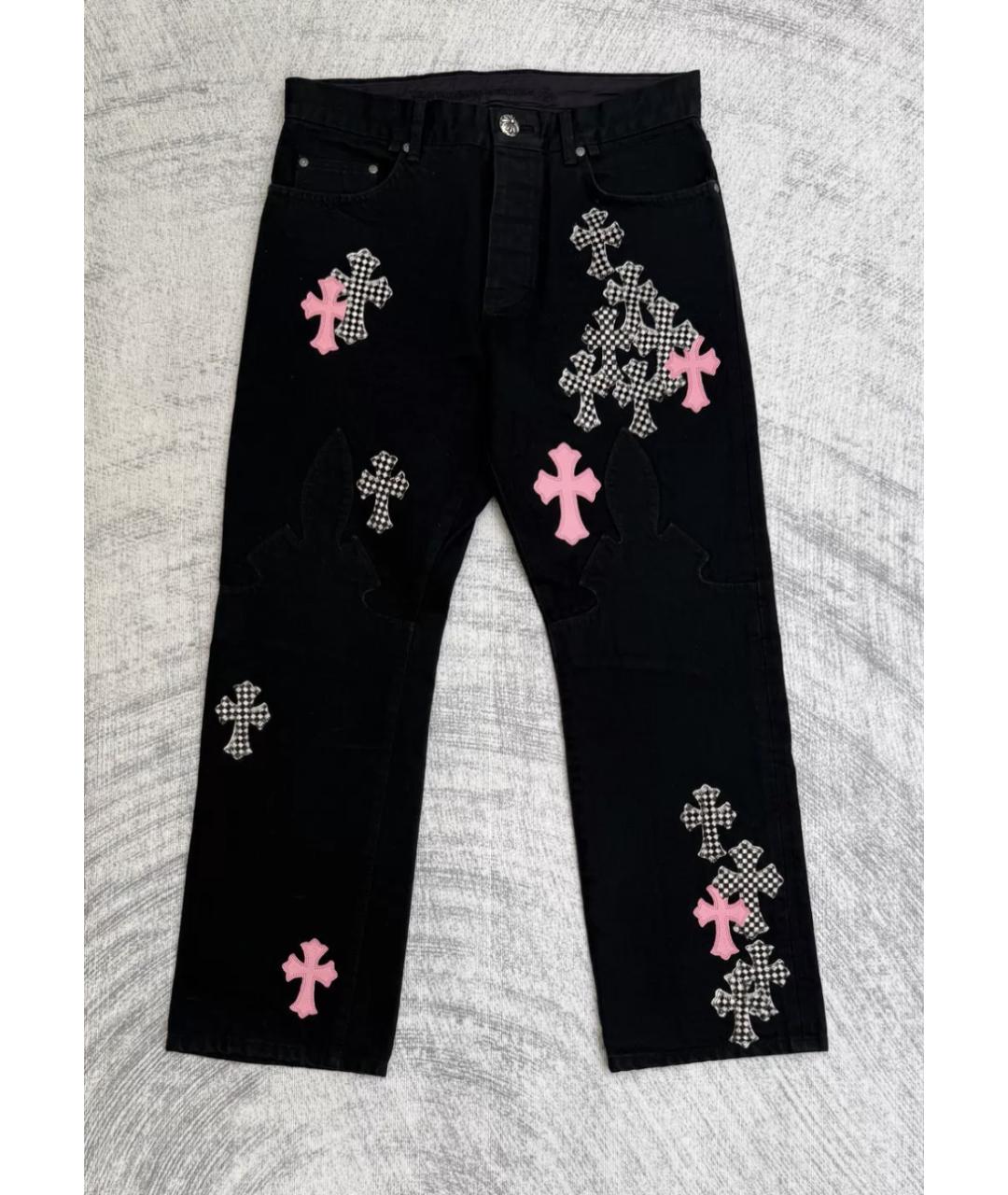 CHROME HEARTS Черные хлопковые прямые джинсы, фото 7