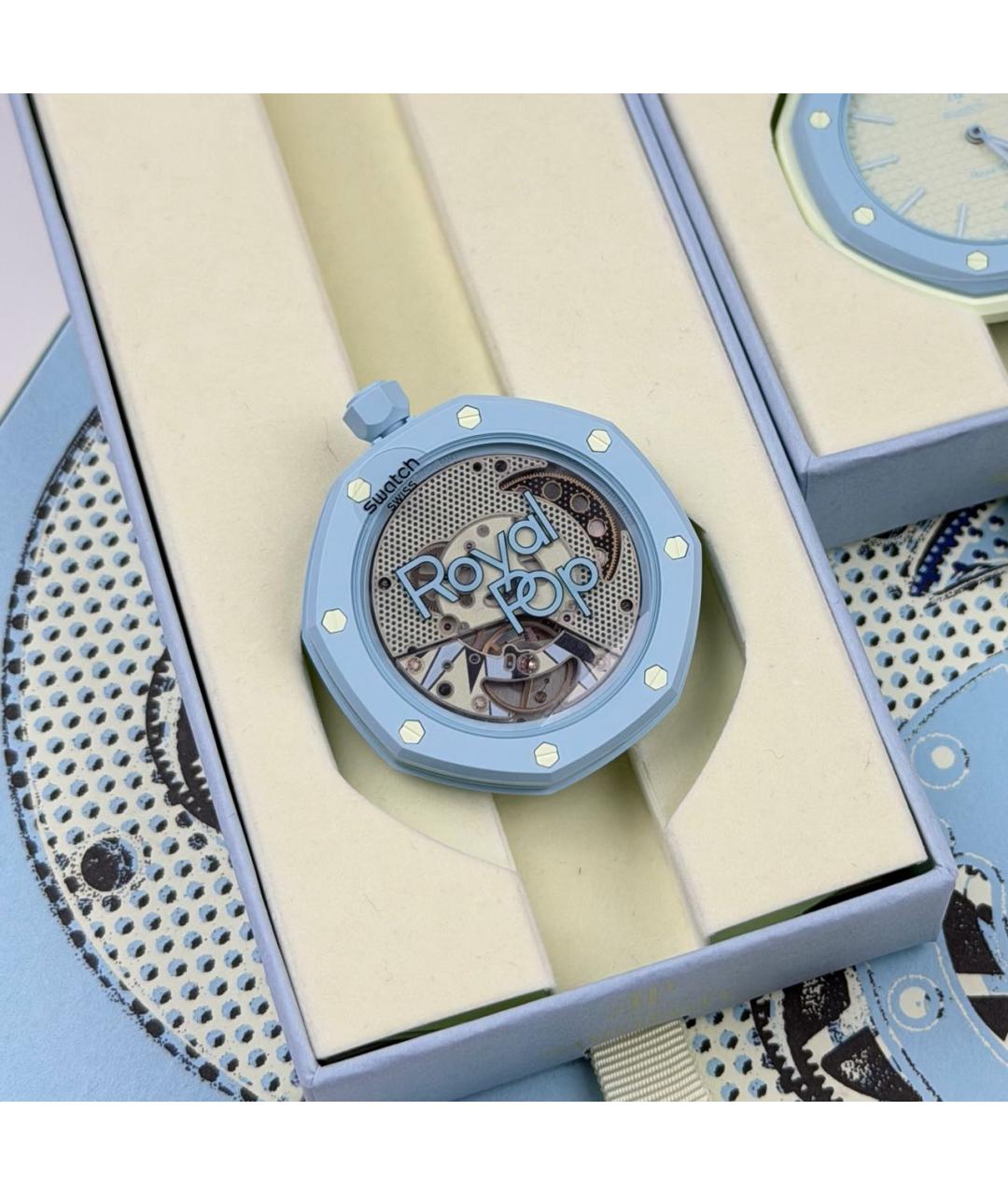 Swatch Голубые керамические часы, фото 3