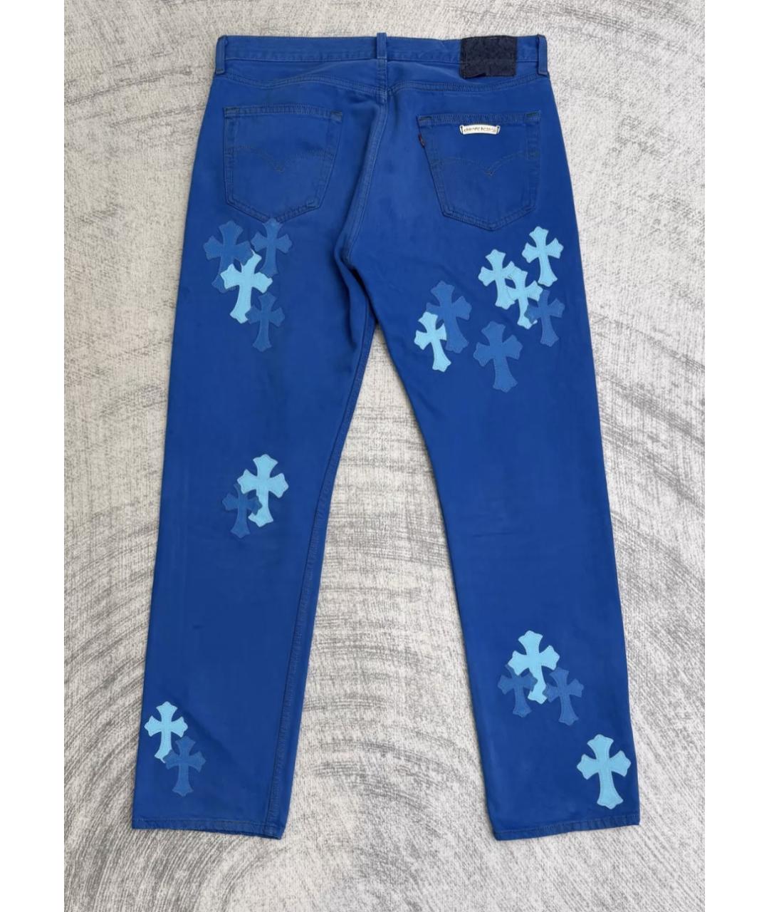 CHROME HEARTS Синие хлопковые прямые джинсы, фото 2