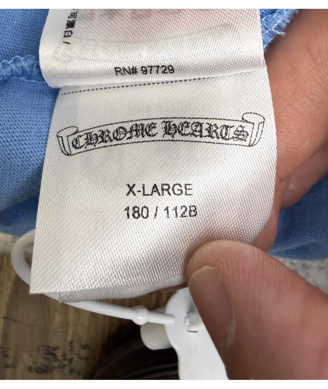 CHROME HEARTS Синяя хлопковая футболка, фото 3