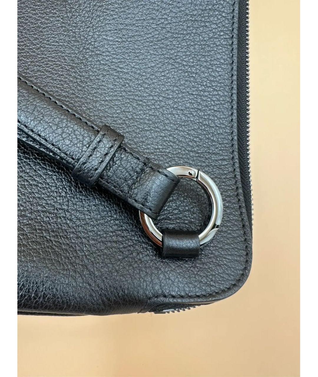 ERMENEGILDO ZEGNA XXX Черная кожаная барсетка, фото 5