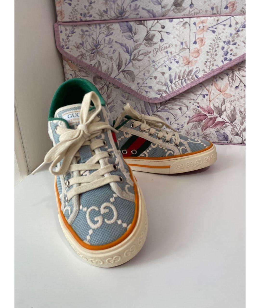 GUCCI Голубые текстильные кеды, фото 3