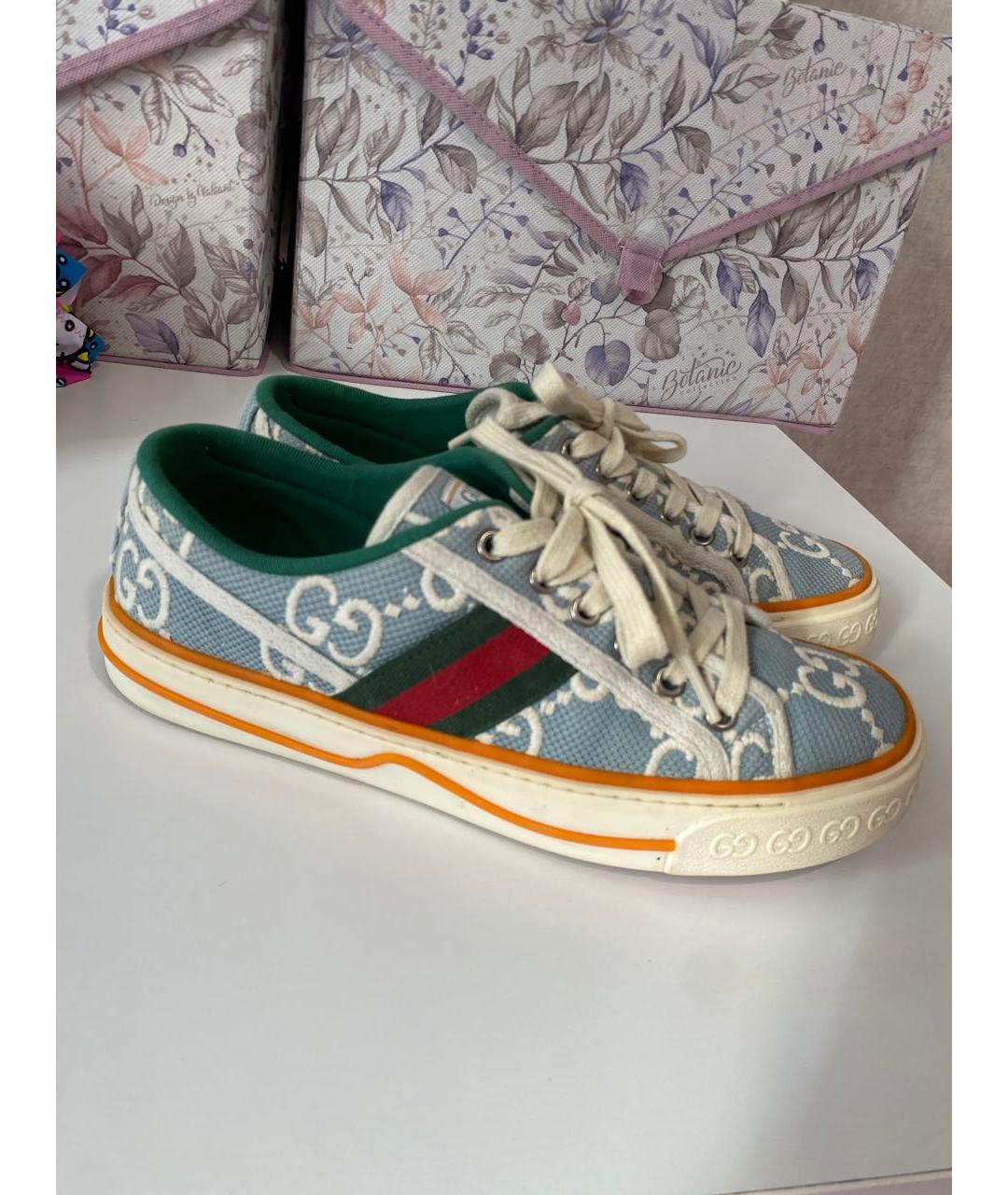 GUCCI Голубые текстильные кеды, фото 8