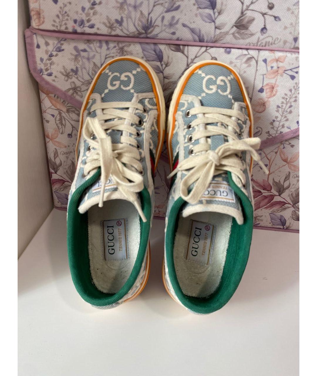 GUCCI Голубые текстильные кеды, фото 6