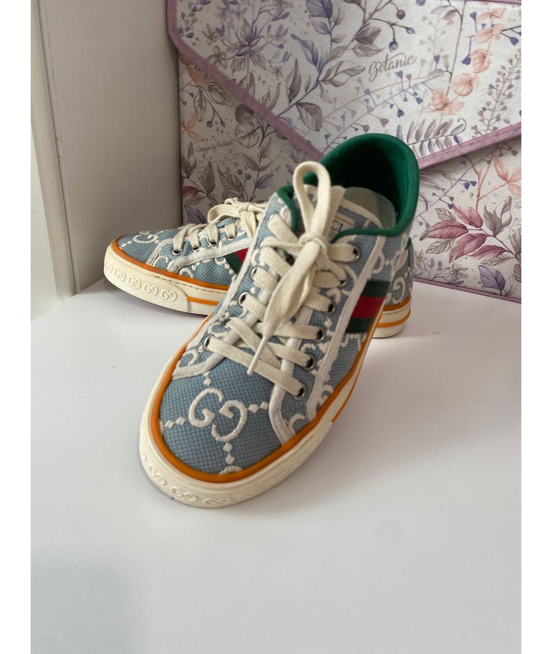 GUCCI Голубые текстильные кеды, фото 5