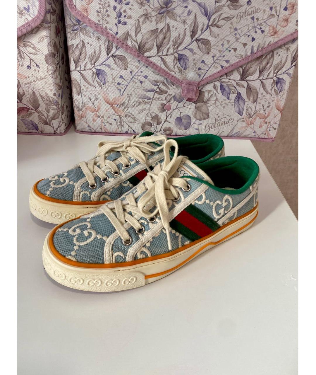 GUCCI Голубые текстильные кеды, фото 2