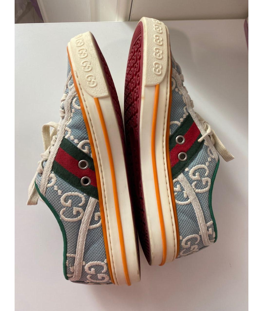 GUCCI Голубые текстильные кеды, фото 4
