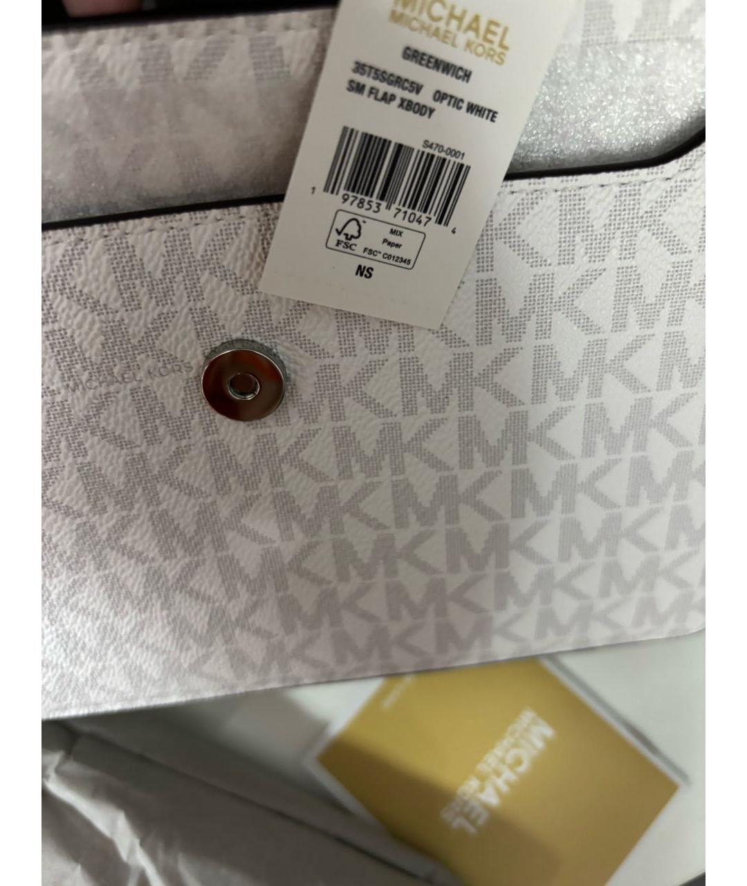 MICHAEL KORS Белая сумка через плечо из искусственной кожи, фото 5