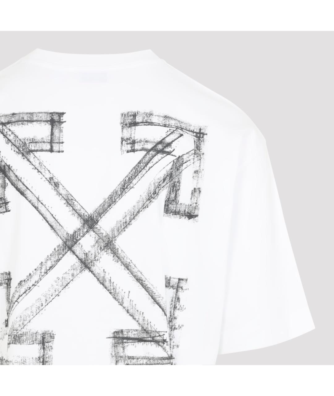 OFF-WHITE Белая хлопковая футболка, фото 4