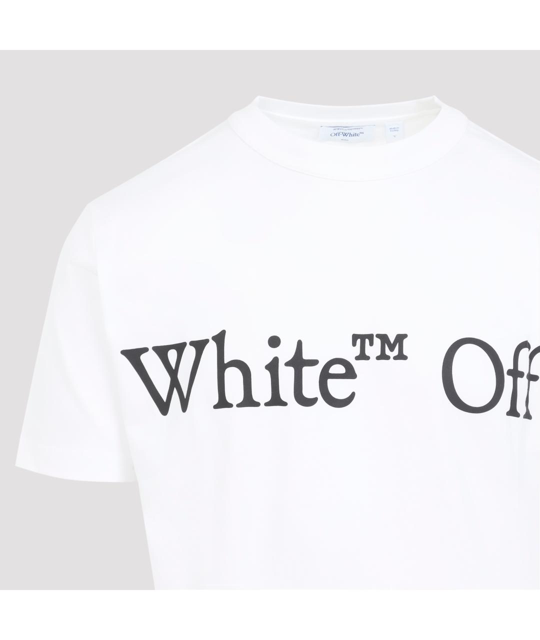 OFF-WHITE Белая хлопковая футболка, фото 4