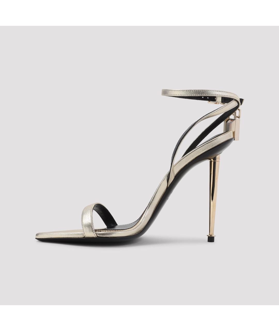 TOM FORD Золотые кожаные босоножки, фото 3