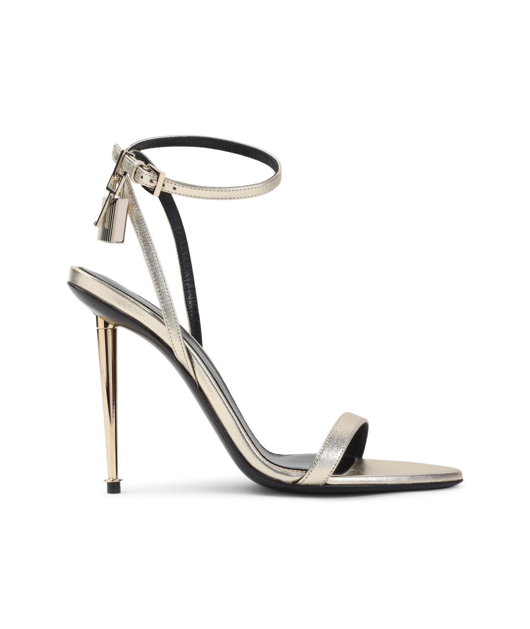 TOM FORD Золотые кожаные босоножки, фото 1