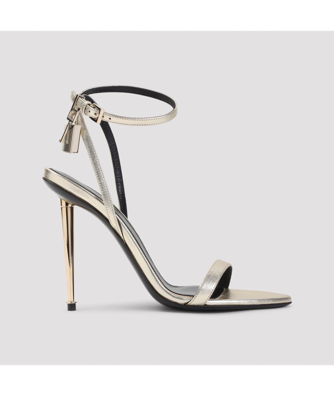TOM FORD Золотые кожаные босоножки, фото 2
