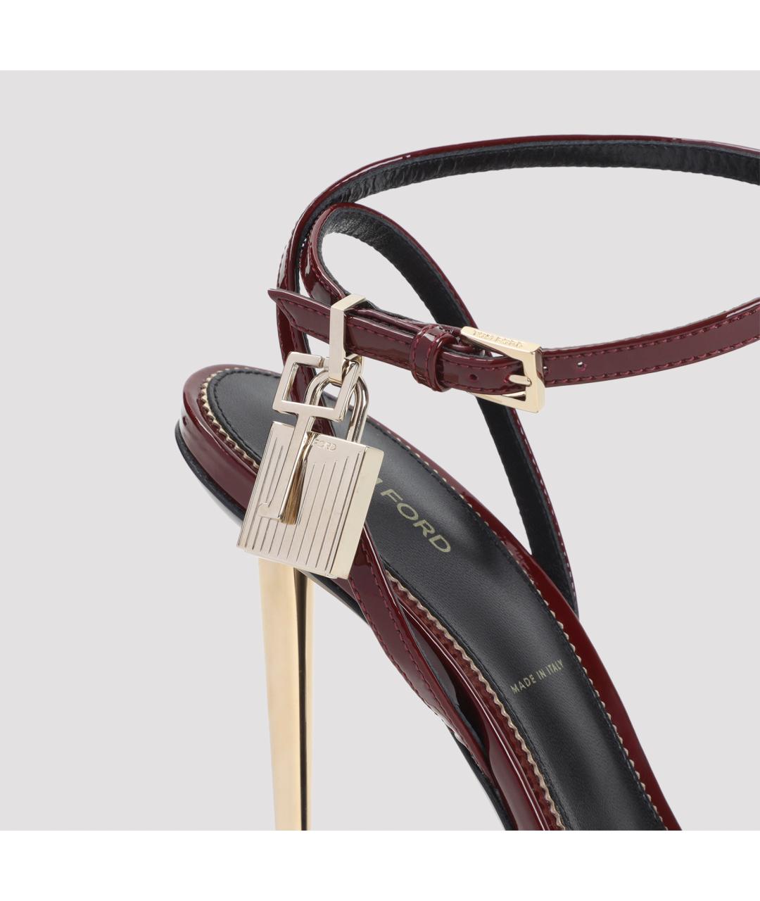 TOM FORD Бордовые босоножки из лакированной кожи, фото 5