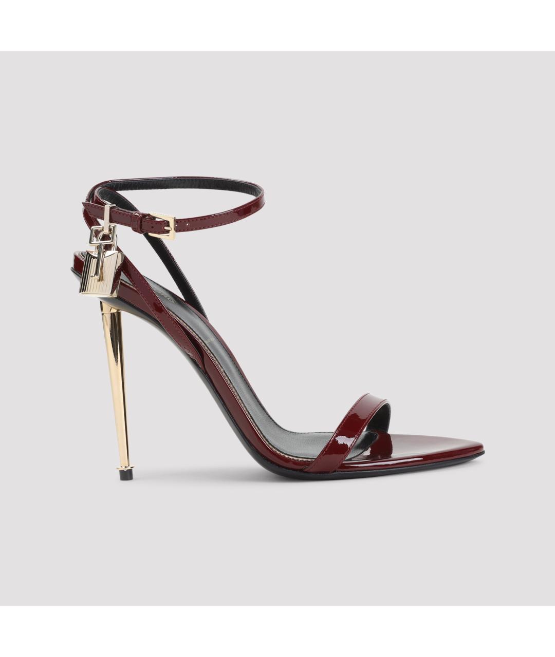 TOM FORD Бордовые босоножки из лакированной кожи, фото 2