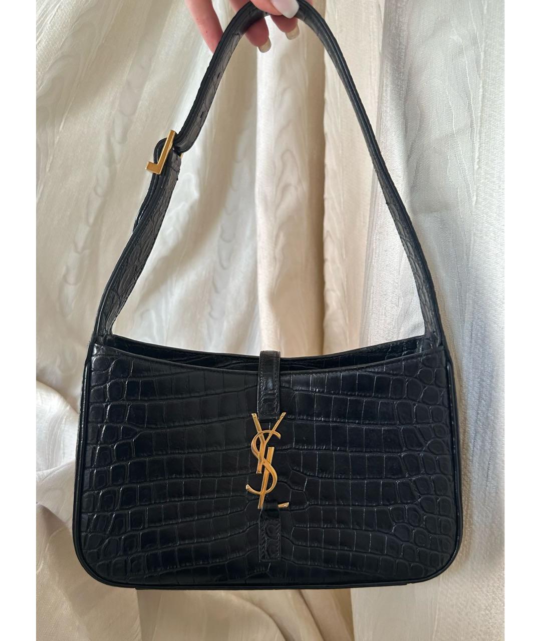 SAINT LAURENT Черная кожаная сумка с короткими ручками, фото 2