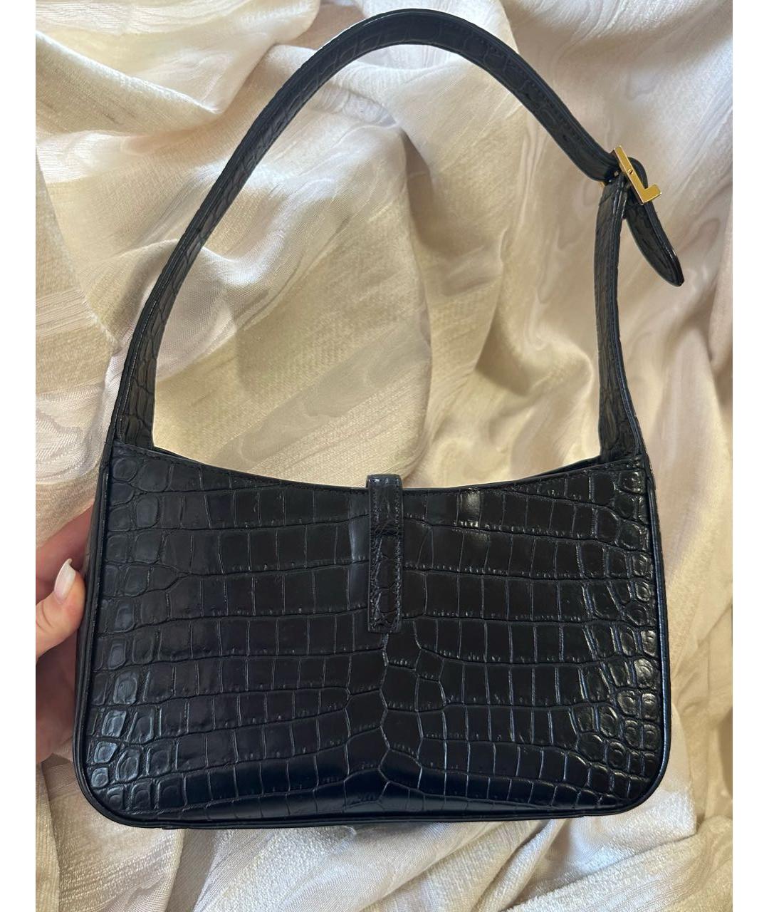 SAINT LAURENT Черная кожаная сумка с короткими ручками, фото 8