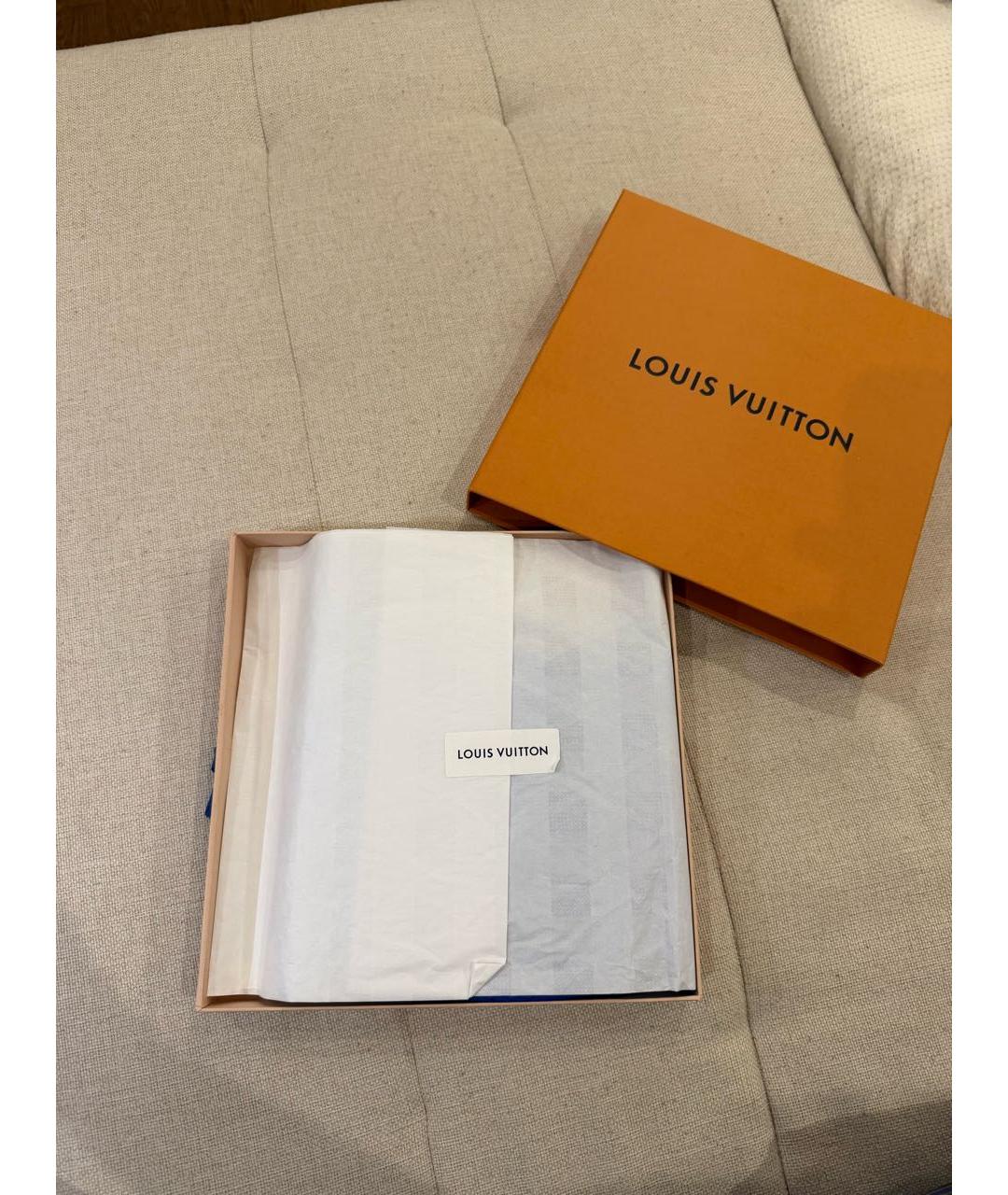 LOUIS VUITTON Синий шелковый платок, фото 7