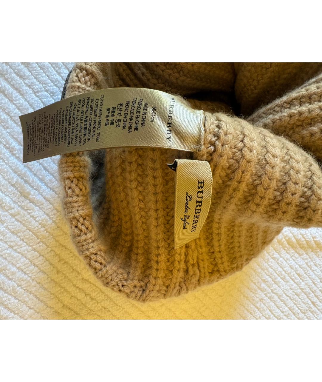 BURBERRY Горчичная шерстяная шапка, фото 3