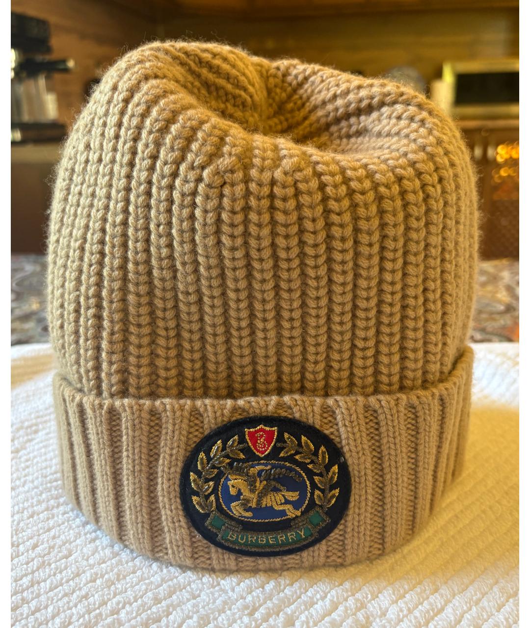 BURBERRY Горчичная шерстяная шапка, фото 5