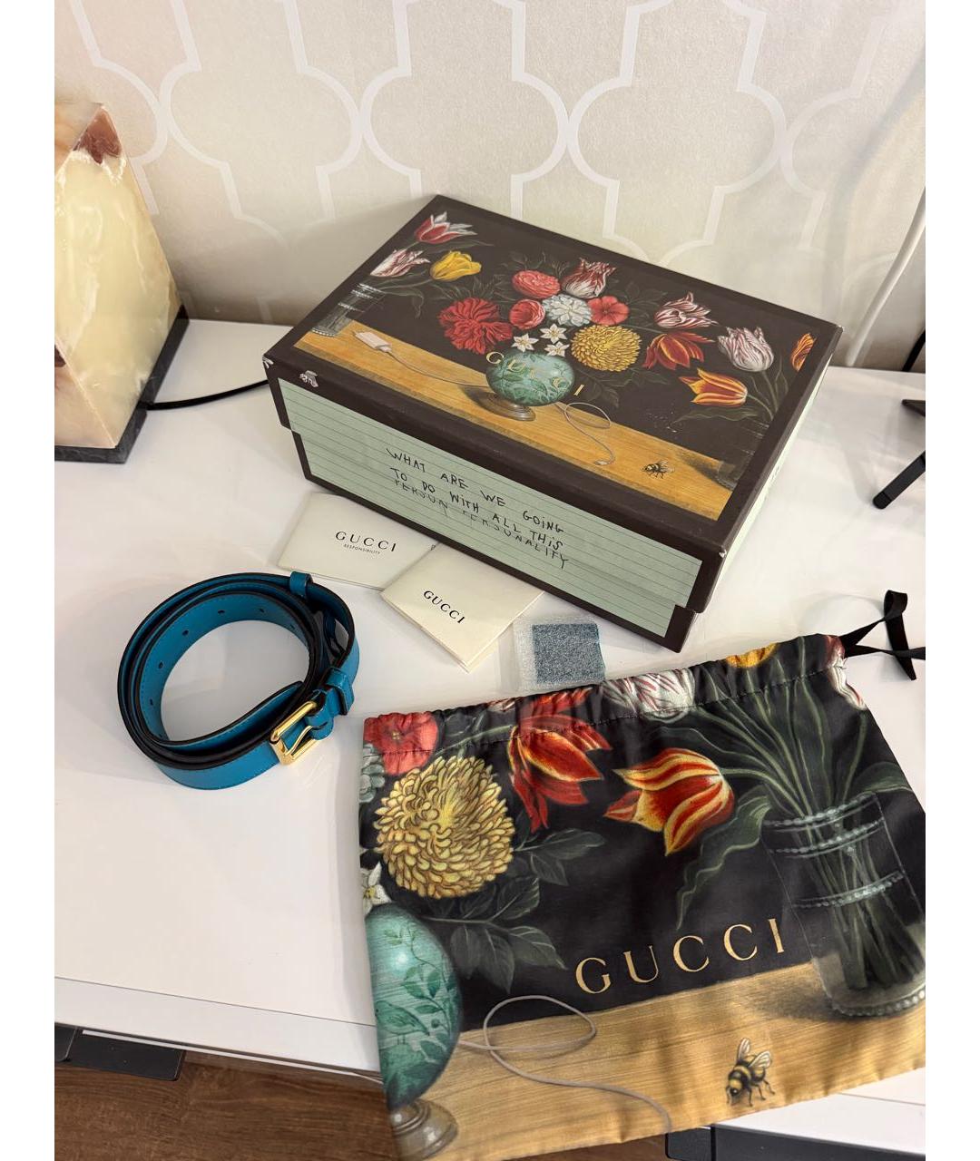 GUCCI Бирюзовая бархатная поясная сумка, фото 8