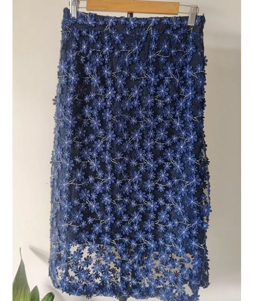 ANNA SUI Голубая полиэстеровая юбка миди, фото 2