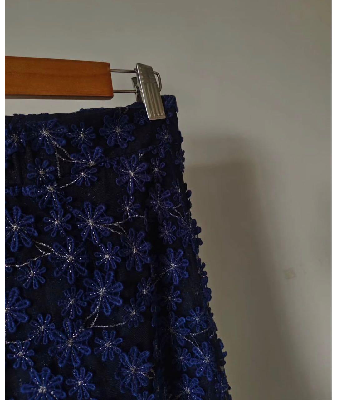 ANNA SUI Голубая полиэстеровая юбка миди, фото 4