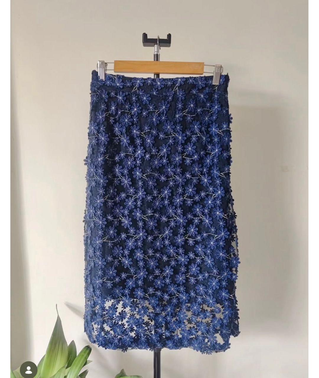 ANNA SUI Голубая полиэстеровая юбка миди, фото 6