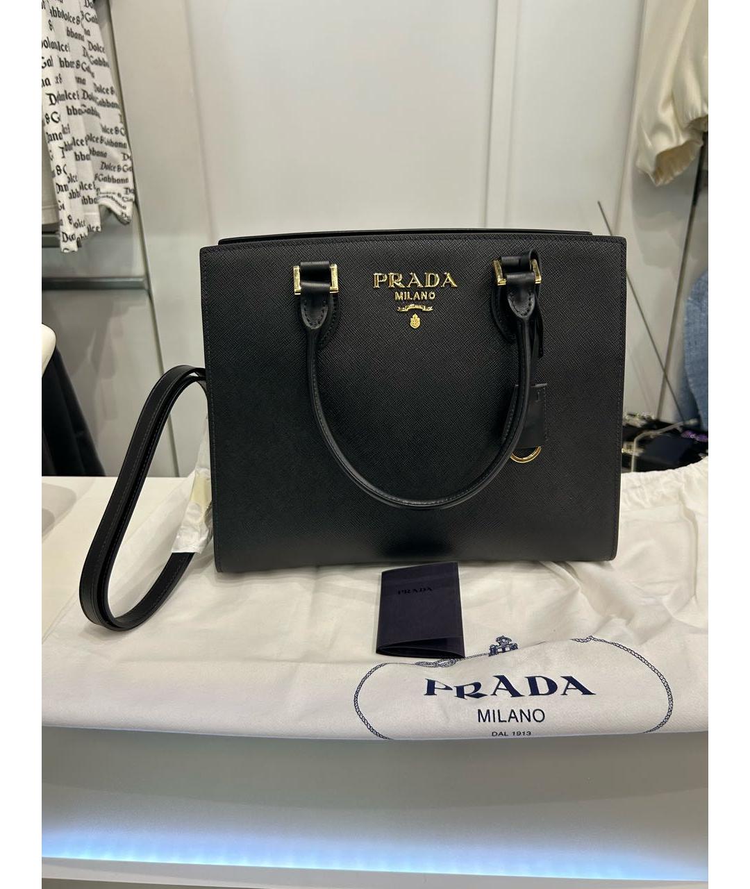 PRADA Черная кожаная сумка тоут, фото 6