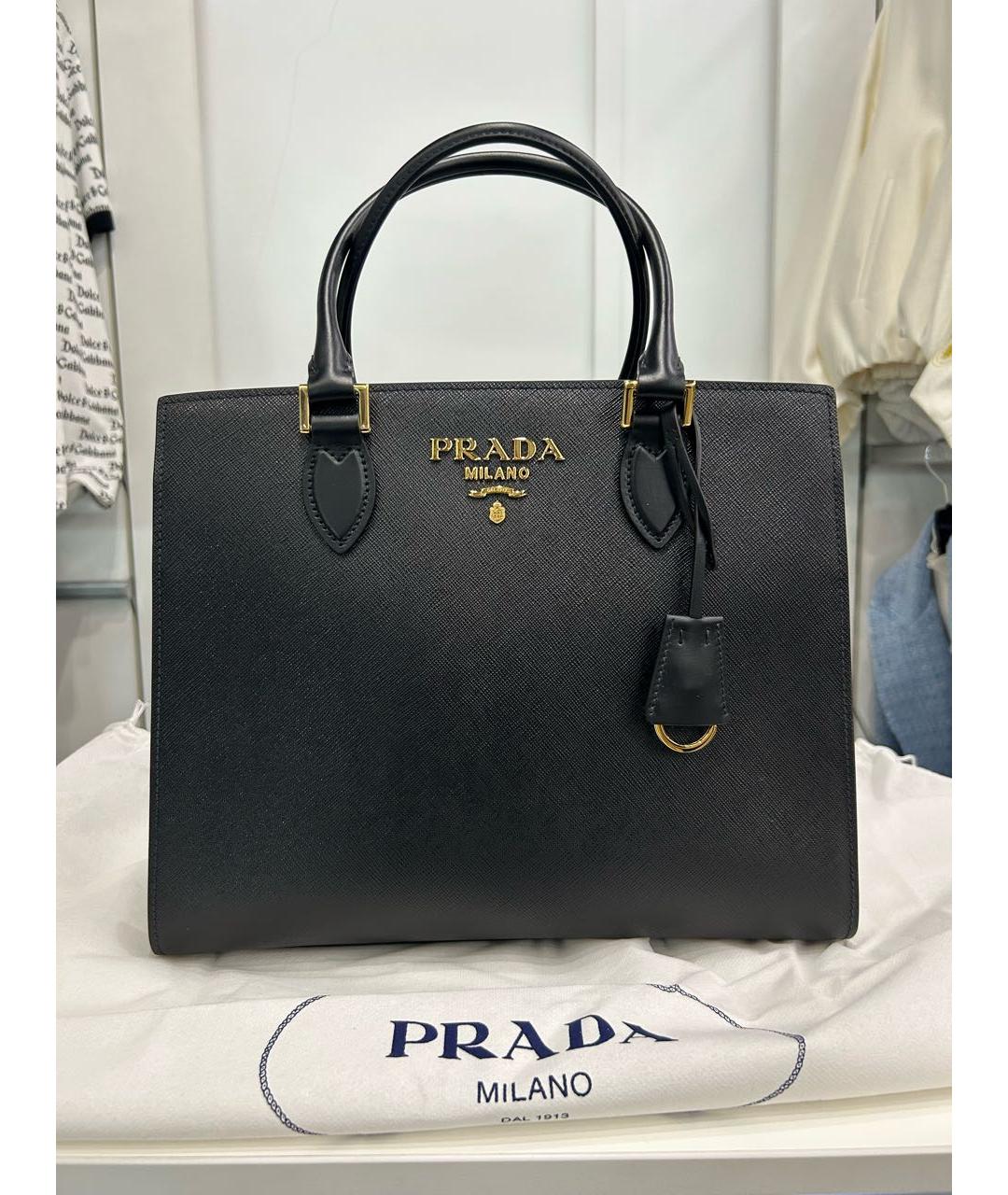 PRADA Черная кожаная сумка тоут, фото 9