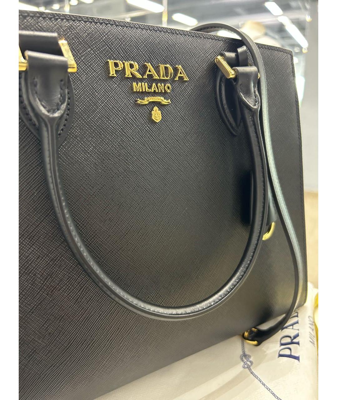PRADA Черная кожаная сумка тоут, фото 8