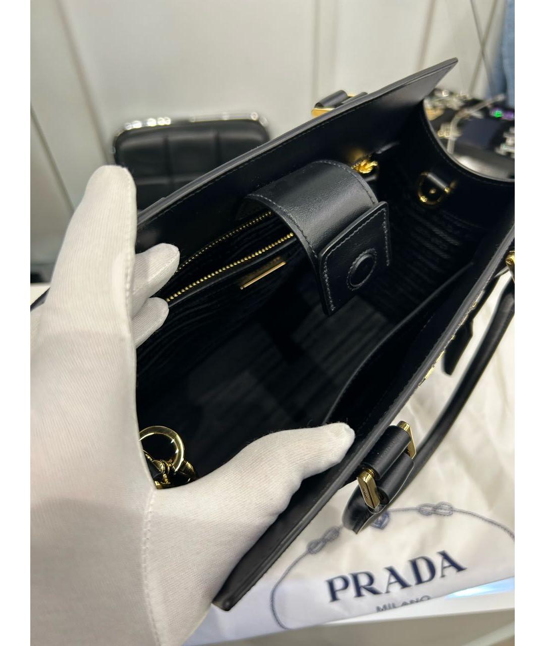PRADA Черная кожаная сумка тоут, фото 4