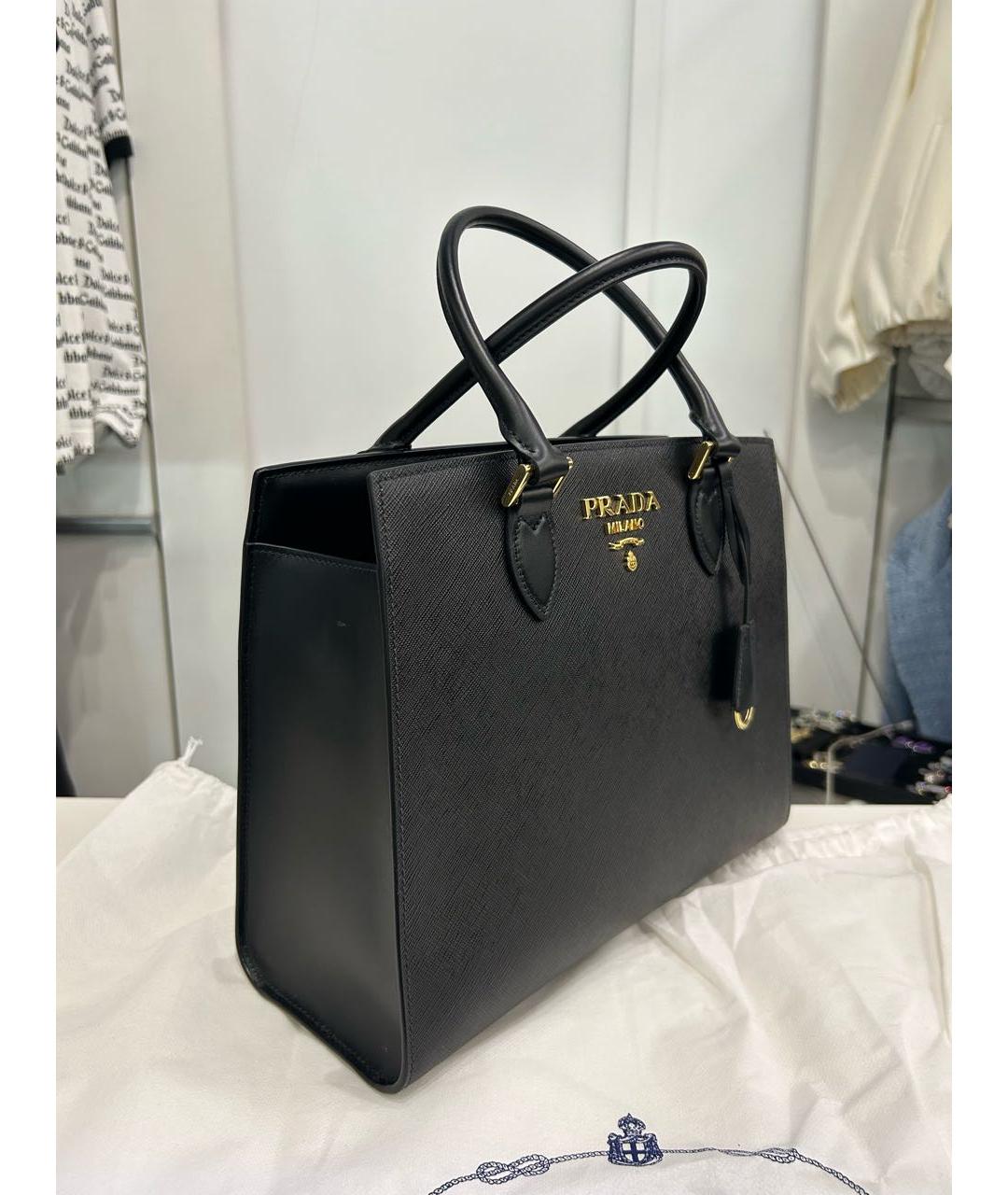 PRADA Черная кожаная сумка тоут, фото 2