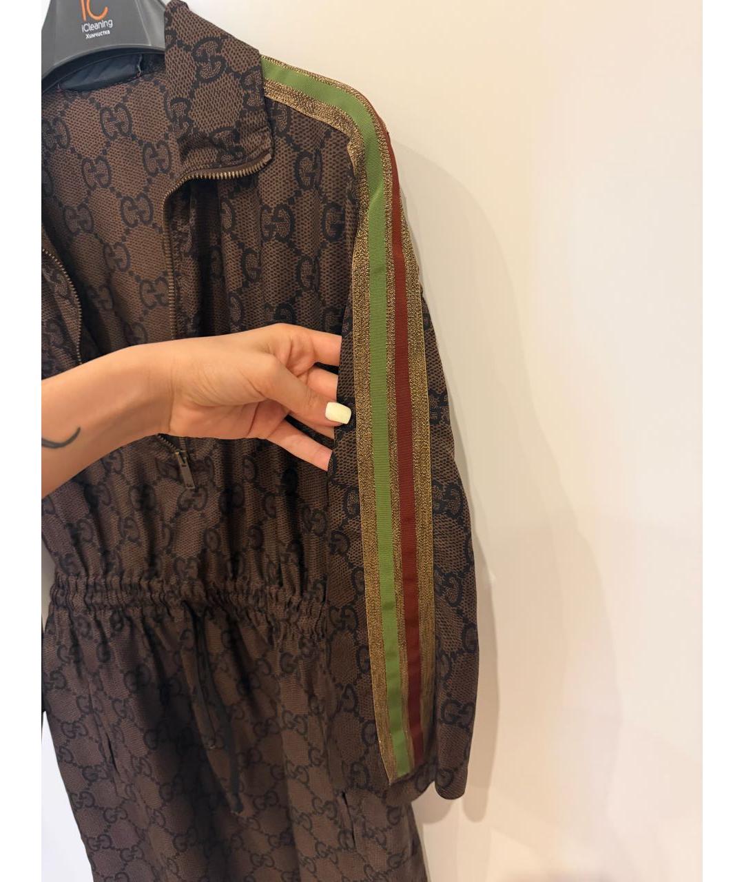 GUCCI Коричневое шелковое повседневное платье, фото 5