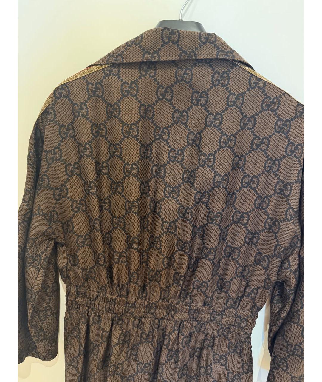 GUCCI Коричневое шелковое повседневное платье, фото 6