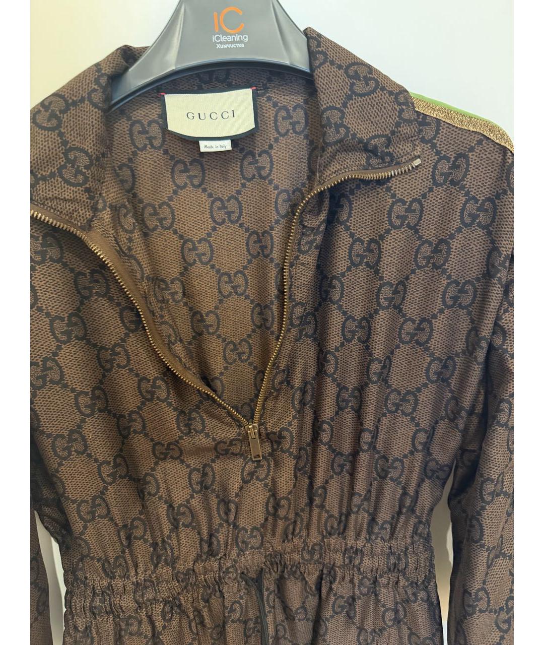 GUCCI Коричневое шелковое повседневное платье, фото 3